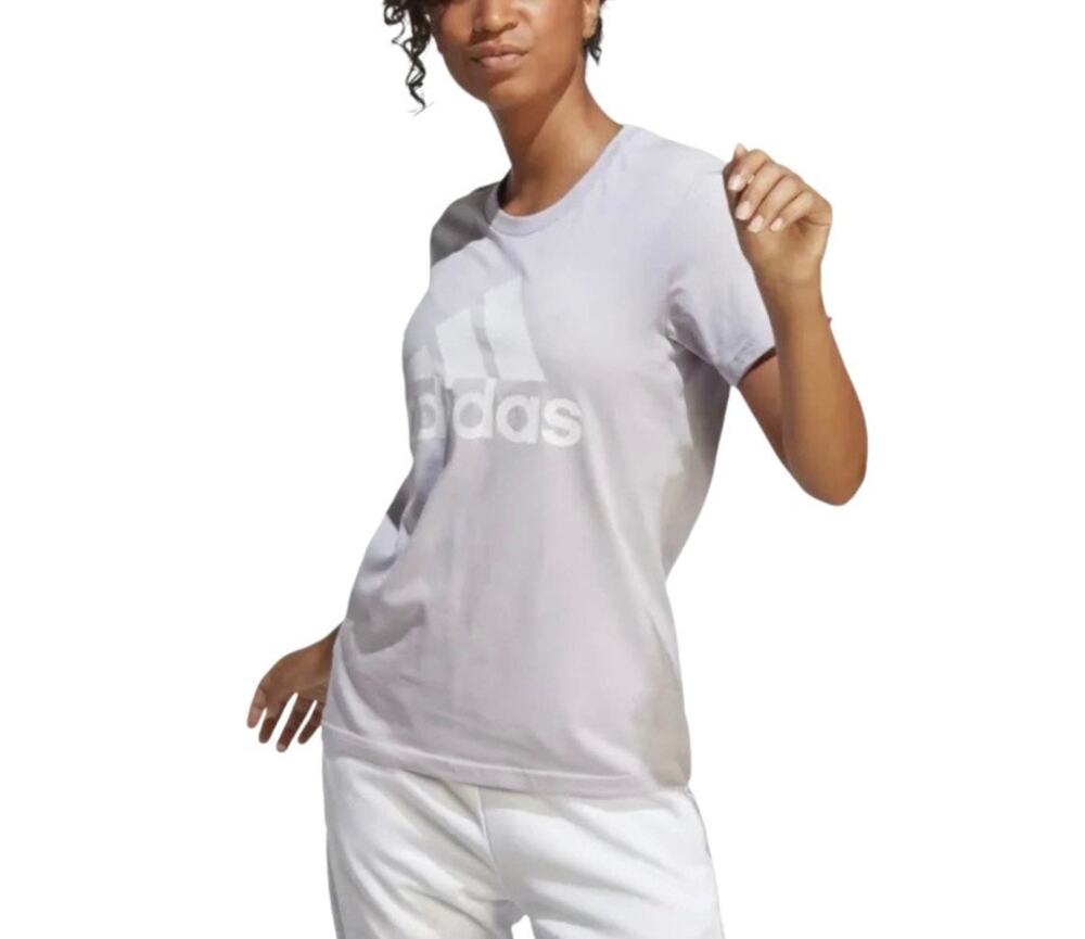 Adidas Essentials Silver Dawn Logo Short Sleeve Cotton Tee Large